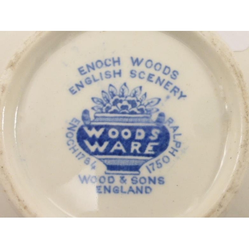 306 - Beautiful blue transfer ware sugar bowl by Enoch Woods-Woods & Sons England. This Woods Ware sugar b... 