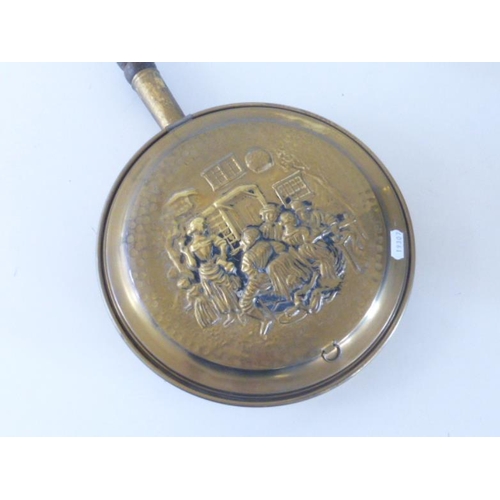 313 - Vintage Brass Bed Pan with Tavern Scene Approx. 3ft Long