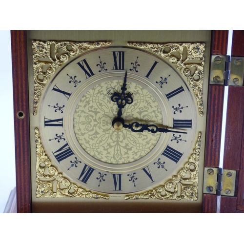 342 - Timemaster Wood Cased Quartz Mantel Clock (21cm x 18cm)