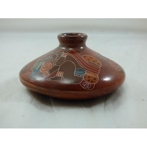 145 - San Juan de Oriente Nicaragua Hand Painted Art Pottery Vase (Unique Item NEW) Signed By Artist (17cm... 