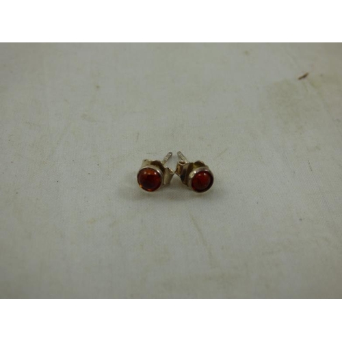 156 - Pair of Silver 935 Amber Stoned Earrings complete with Case