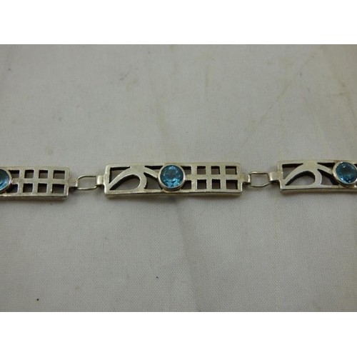 160 - Silver 925 Bracelet with Turquoise Decorative Stones in Presentation Box