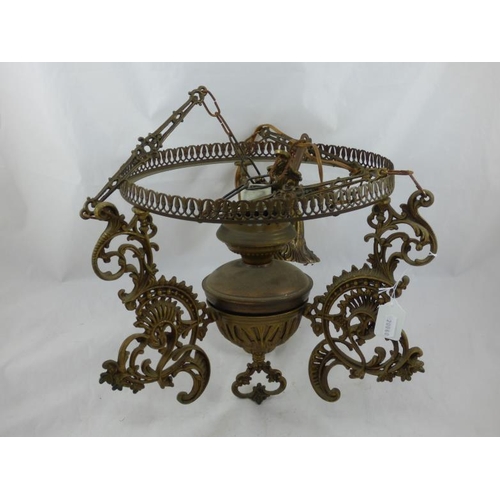 337 - Pair of Antique cast bronze and brass decorative center lights