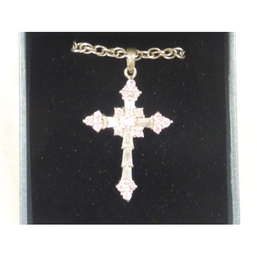 11 - Silver 925 Crucifix Pendant and Chain with Jewel Decoration in Presentation Box