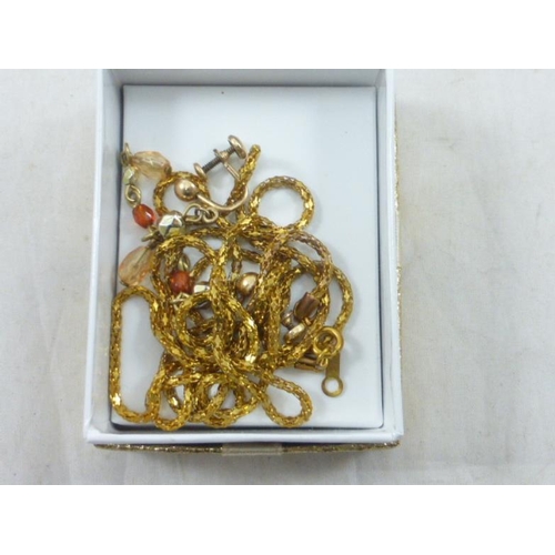 15 - Mixed Selection Including Gold Tone Chain and Earrings, two Cased Crowns and Pocket Watch (Working)