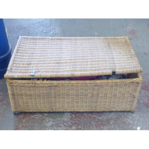 656 - Large wicker basket complete with contents to include toys and other