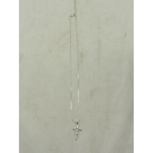 56 - Silver Tone Necklace with Crucifix