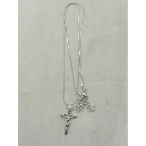 56 - Silver Tone Necklace with Crucifix