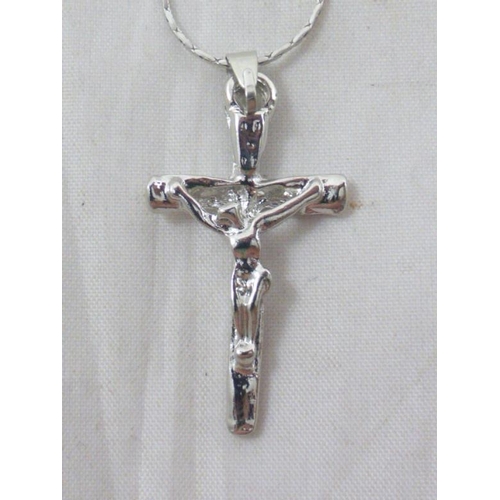 56 - Silver Tone Necklace with Crucifix