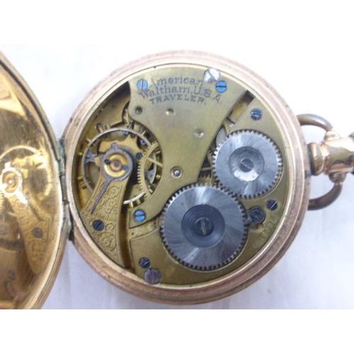 72 - Vintage American Waltham Traveller Pocket Watch with Star Dennison Case (A/F)