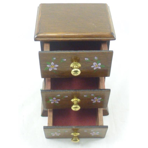 196 - Small Wooden Three Drawer Jewellery Box