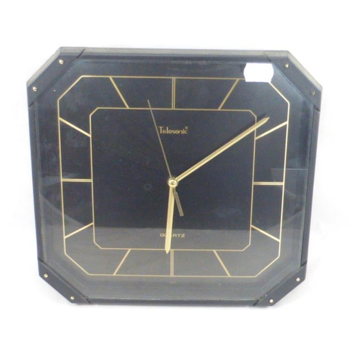 248 - Telesonic Quartz Black and Gold Wall Clock