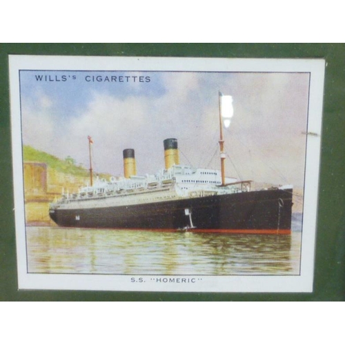 251 - Framed and Glazed Collection of Seven Wills Cigarette Cards Depicting Famous British Liners