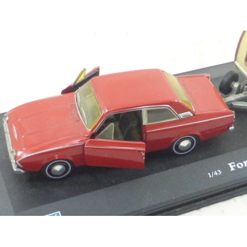 109 - Cararama 1:43 Scale Model of Ford Corsair with Caravan Mounted on Plinth