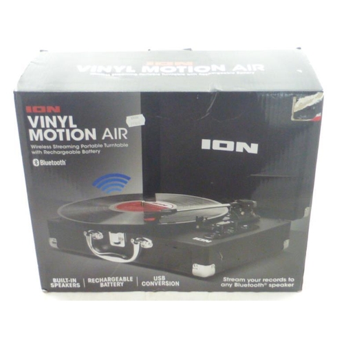 411 - ION Vinyl Motion Air Wireless Turntable with Bluetooth, Rechargeable Battery, In good working order