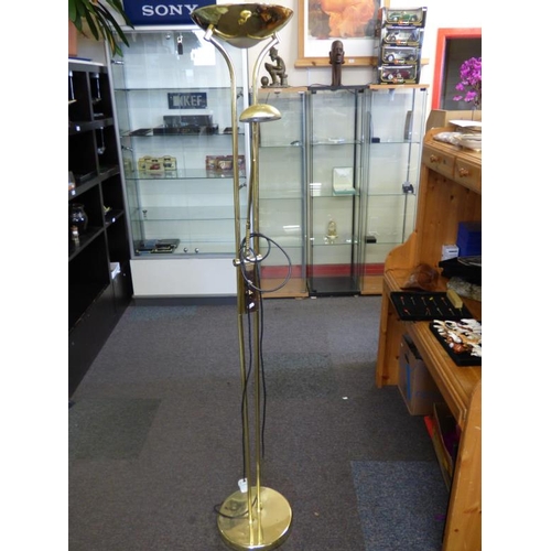 413 - Mother and Child Satin Brass Floor Lamp with Double Dimmer