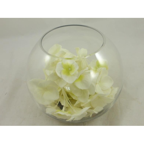 472 - New Artificial Hydrangea in Glass Bowl complete with Original Box (21cm)