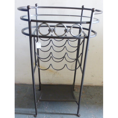 478 - Metal and glass free standing wine rack with shelves