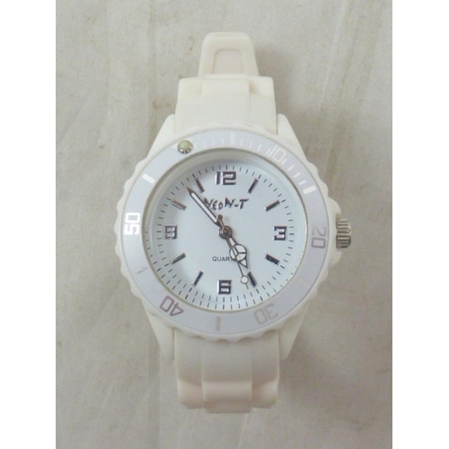 526 - Neon T Ice Watch with White Rubber Strap (Working)