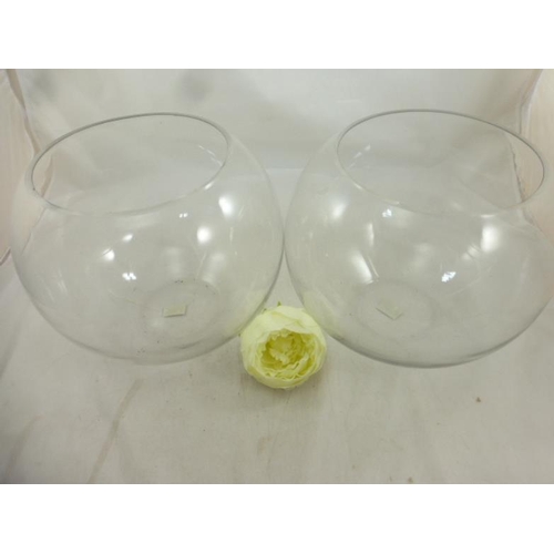 528 - Two Large Clear Glass Flower Vases (26cm) in Original Boxes