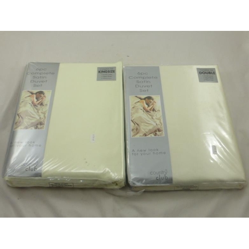 534 - Two 6pc complete Satin Duvet set double & King Size