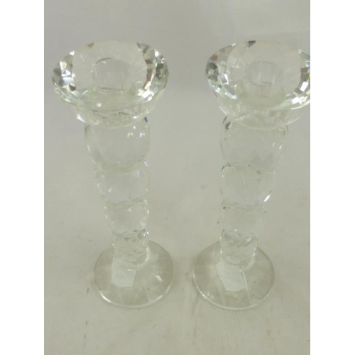 549 - Pair Of New Crystal Candlesticks (22cm)