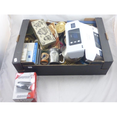 615 - Mixed Box Including Radio, Brassware, Ceramics and Lots More