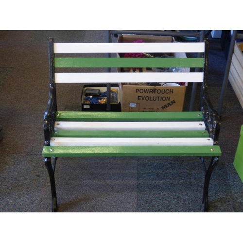 663 - Childs White and Green Garden Bench