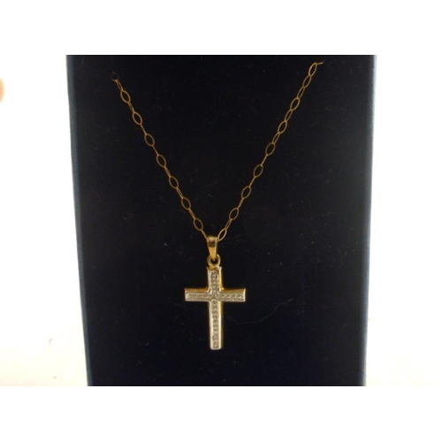 14 - Gold 9k Chain with Cross Pendant in Presentation Box