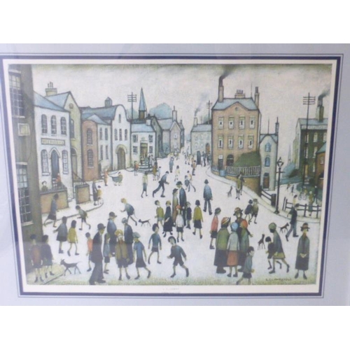 19 - Silver framed and glazed Lowry print approx. 81x 67cm