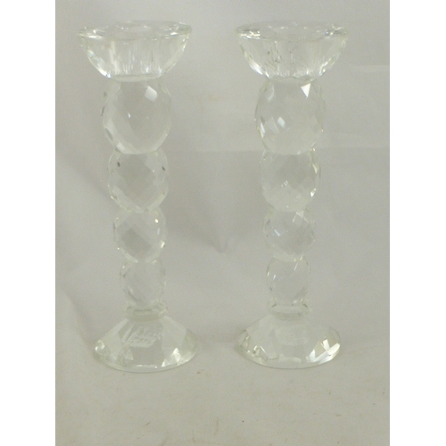 522 - Pair Of New Crystal Candlesticks (22cm)