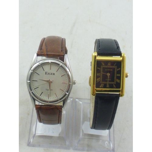 48 - New Citron Gents Watch with Leather Strap (Working) and Eiger Gents Watch with Leather Strap (Workin... 