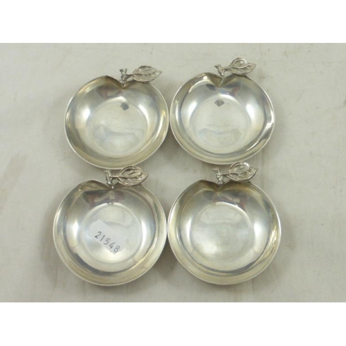 63 - Antique Solid Silver Salts Shaped Like Apples 7mm in Diameter