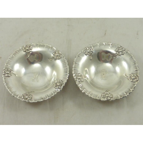 64 - Pair of Antique Silver Footed Bowls 9cm in Diameter