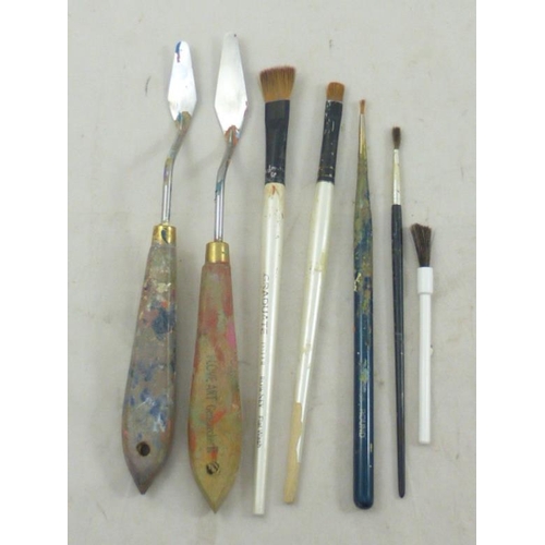 87 - Collection of Artists Brushes Including Trowels