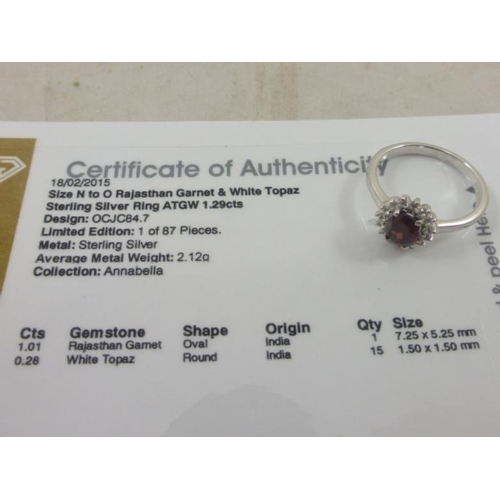 132 - Limited Edition Sterling Silver Rajasthan Garnet and White Topaz Ring Complete with Certificate of A... 