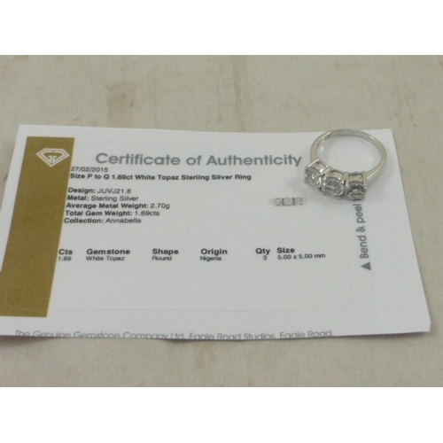 137 - Limited Edition Sterling Silver White Topaz Ring Complete with Certificate of Authenticity