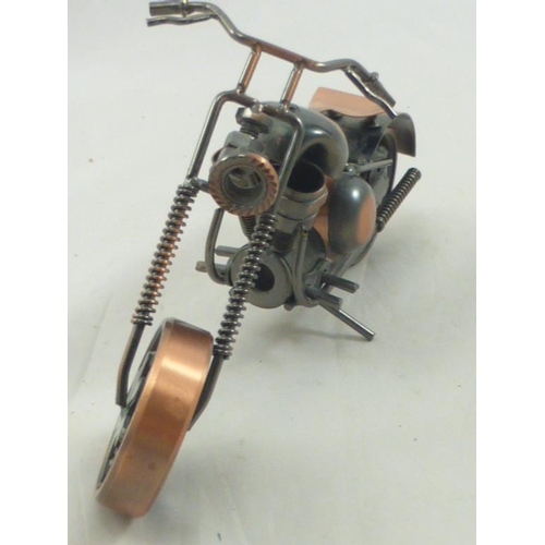 43 - Copper and Brass Nuts and Bolts Motor Bike (21cm)