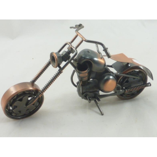 43 - Copper and Brass Nuts and Bolts Motor Bike (21cm)