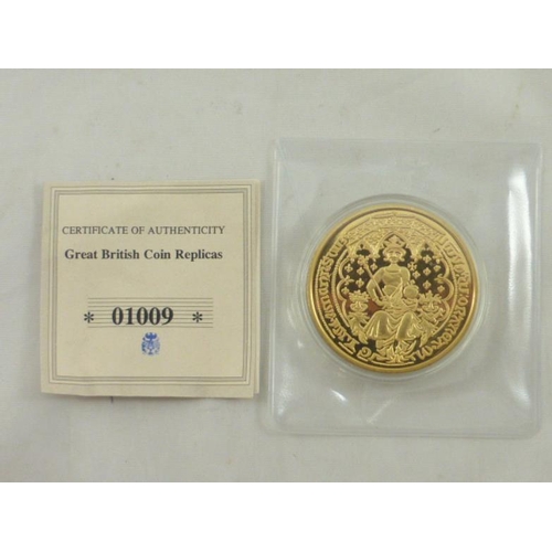 44 - Edward III Double Leopard Replica Gold Plated Coin with Certificate