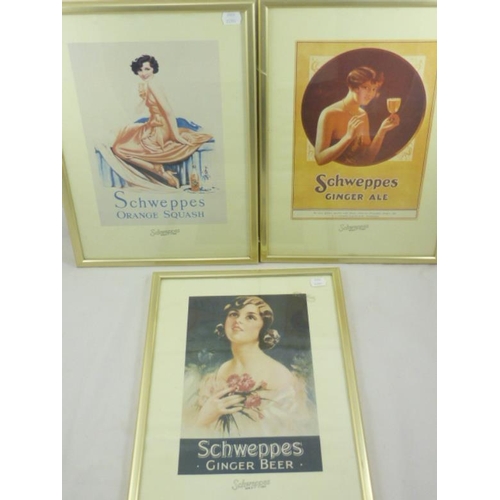 62 - Three Framed and Glazed Schweppes Art Deco Advertising Signs (50 x 35cm)