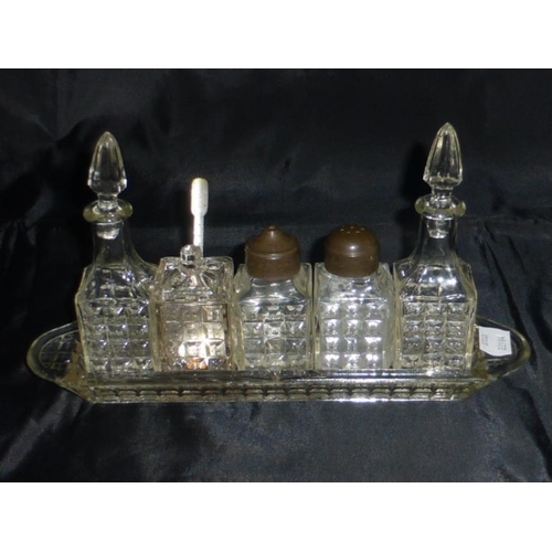 67 - Vintage Crystal Five Piece Condiment Set