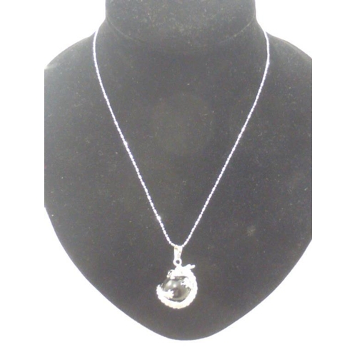 89 - Dragon black jade pendant necklace