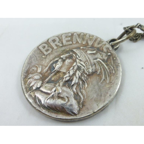 100 - Vintage French Silverplate Medallion or Pendant - Vercingetorix & Brennus!