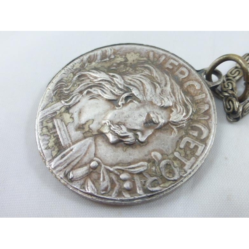 100 - Vintage French Silverplate Medallion or Pendant - Vercingetorix & Brennus!