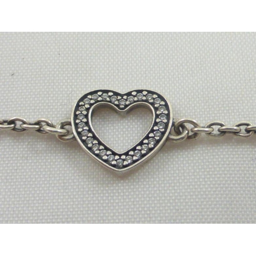 122 - Pandora Silver 925 ALE Heart Bracelet with Box