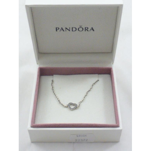 122 - Pandora Silver 925 ALE Heart Bracelet with Box