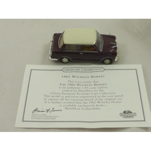 184 - Two Matchbox Collectors Vehicles from The Classic European Economy Cars Collection complete with cer... 