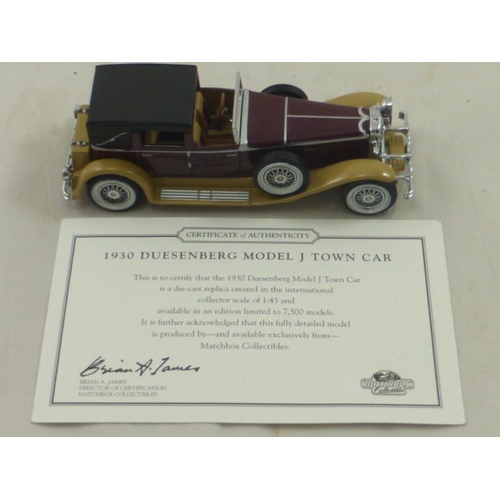 197 - Matchbox Collectors Die Cast Model of a 1930 Duesenberg Model J Town Car