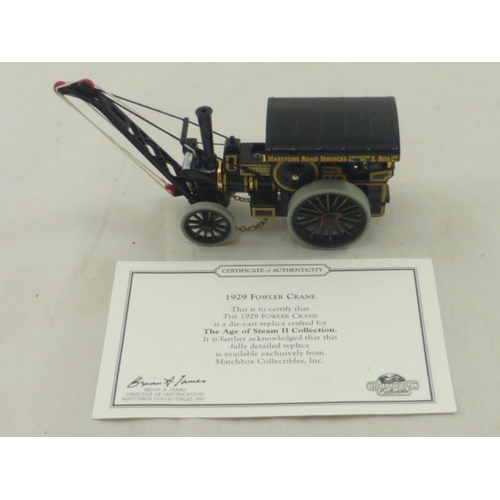 199 - Matchbox Collectors Die Cast Model of a 1929 Fowler Crane in Box and Complete with Certificate of Au... 